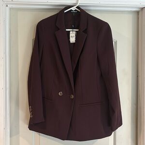 Express Women’s Double Breasted Two Button Closure Burgundy/Plum Small Blazer